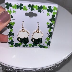 Gold and Green Beer Mug Earrings - Perfect for St. Patrick's Day